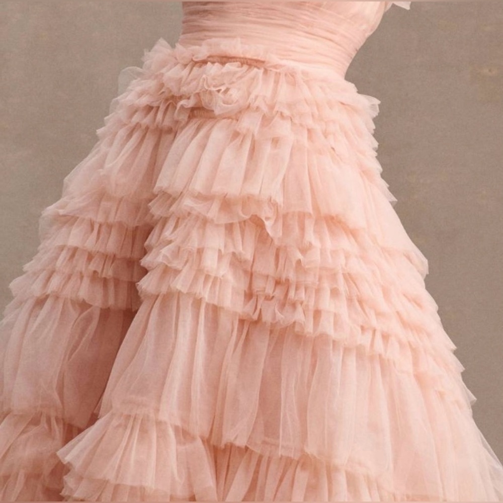 MAC DUGGAL tiered strapless tulle high low gown size 6 - Picture 3 of 16